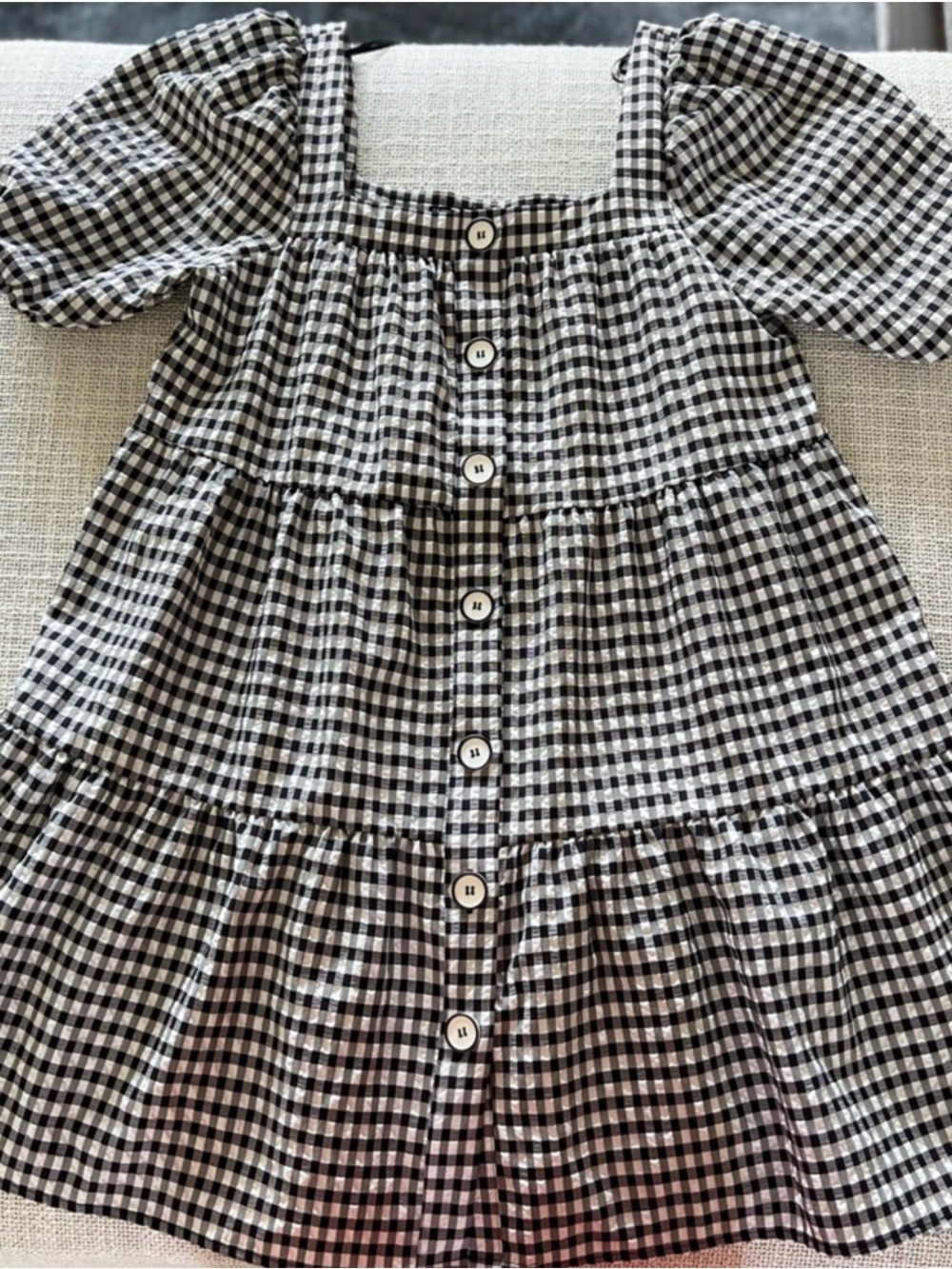 Zara Black and White Gingham Tiered dress